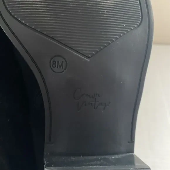 Crown Vintage Tolana Black Suede Animal Print Ankle Booties Size 8 - Picture 10 of 10